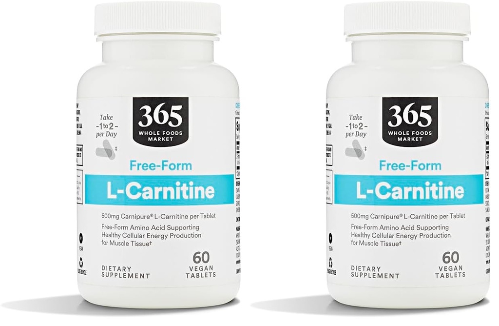 Tüm Gıdalar Pazarı, L Carnitine 500 mg, 60 ct (Pack of 2)