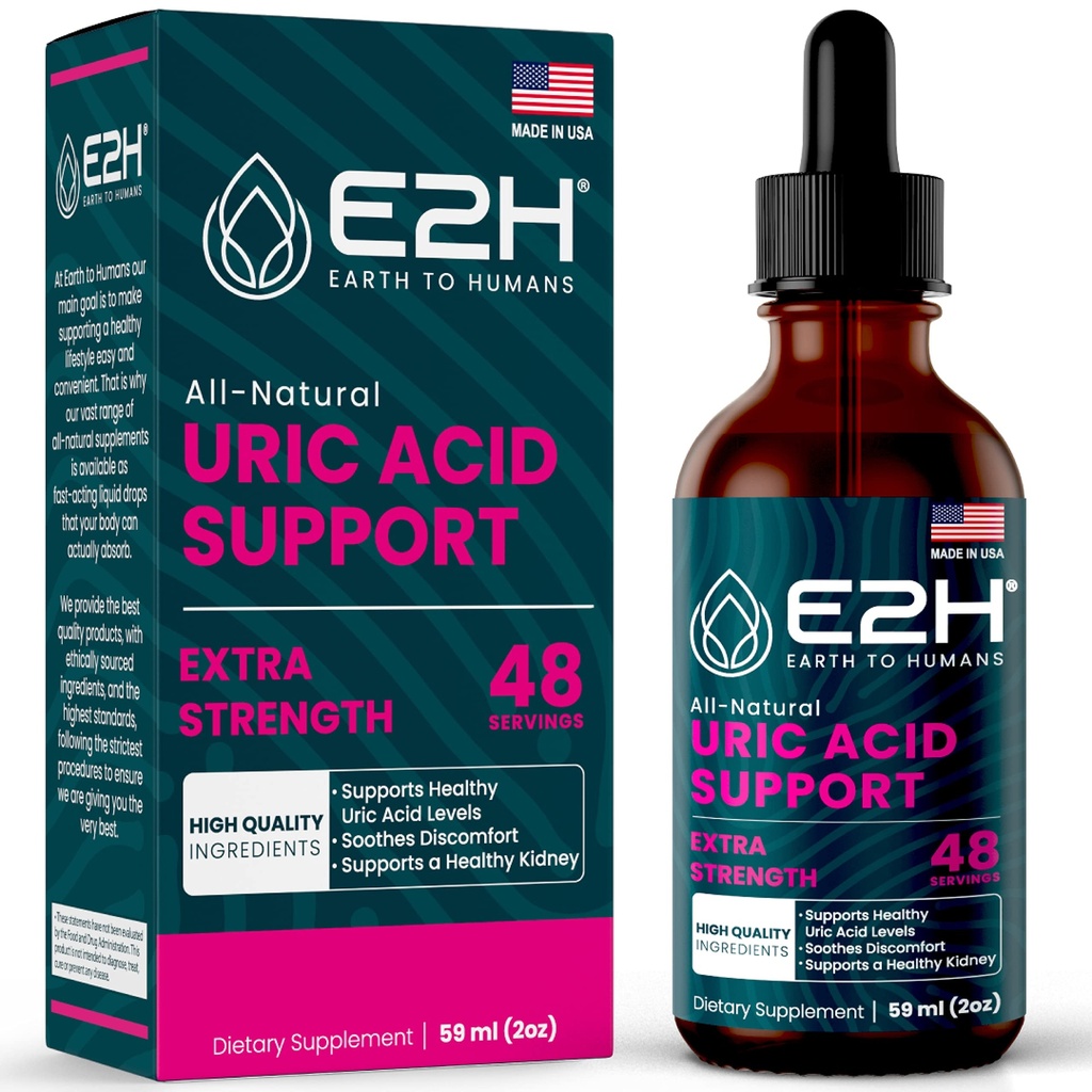 E2H Uric Acid Support Supplement - Tart Cherry ve Devil's Claw - Supports Uric Acid Health and Kidney Function Non-GMO - Vegan - 2 Fl Oz Oz Oz