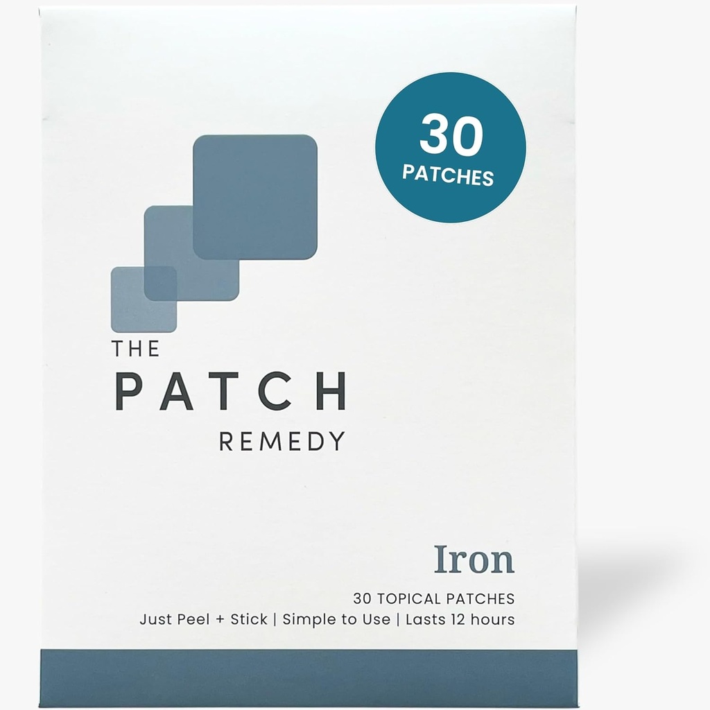 Patch Remedy Iron Patch | Iron Bisglycinate, C, Vitamin B9 (Methylfolate), B12, Beta-Carotene, Astaxanthin | 30 Patches