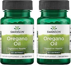 Swanson Oregano Oil 10:1 Ekstraksiyon - Doğal Supplement Digestive Health & Respiratory Support - Gastrointestinal System & Urinary Tract Health - (120 Softgels, 150 mg Her) (2 Pack)