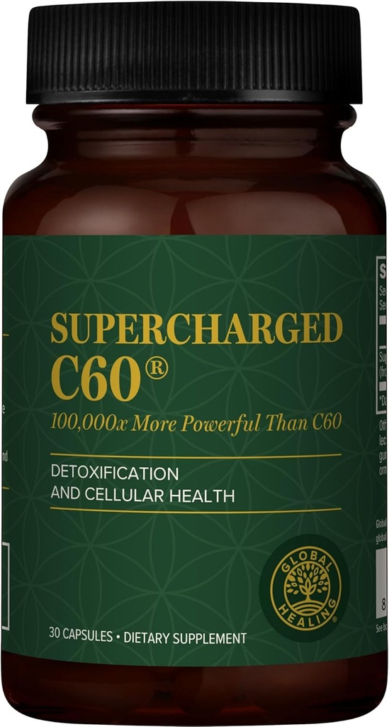 Global Healing Center Supercharged C60 - Micro-Activated Carbon Fullerene w/Organic MCT Toz, 10 Times Daha Fazla Düzenli C60 Supplements - Helps Detoxification, Aging (30 Capsules)