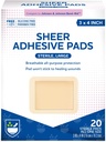 Rite Aid Sheer Prestige Bandages with Sterile Non Stick Pad, 3" x 4" - 20 Kont | Yara Bakımı/İlk Yardım malzemeleri | Bandage | Tıbbi Bantlar için Tıbbi Bantlar