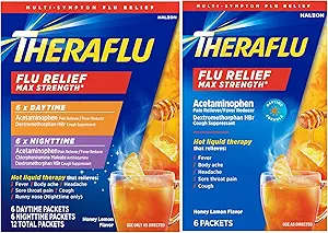 Theraflu Max Strength Daytime & Nighttime Flu Symptom Relief Honey Lemon Flavor Toz & Daytime Flu Symptom Relief Honey Lemon Toz 6 Daytime + 6 Nighttime, & 6 Honey Lemon Flavor Toz Paketleri
