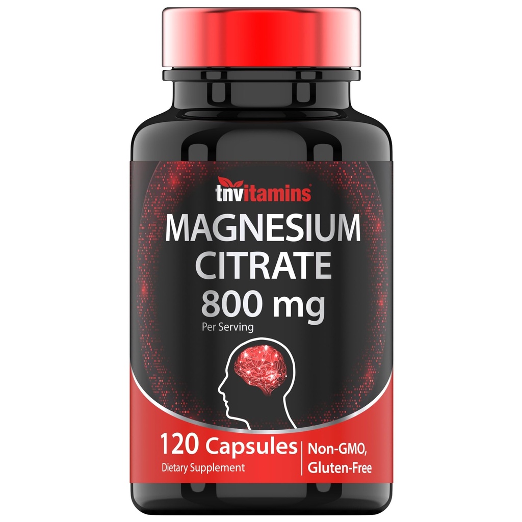 TNVitamins Magnezyum Citrate 800 MG - 120 Capsules | Two Moon Supply! | Pure Citrate Toz Capsules | Citrato De Magnesio | Non-GMO | ABD'de Üretilen!