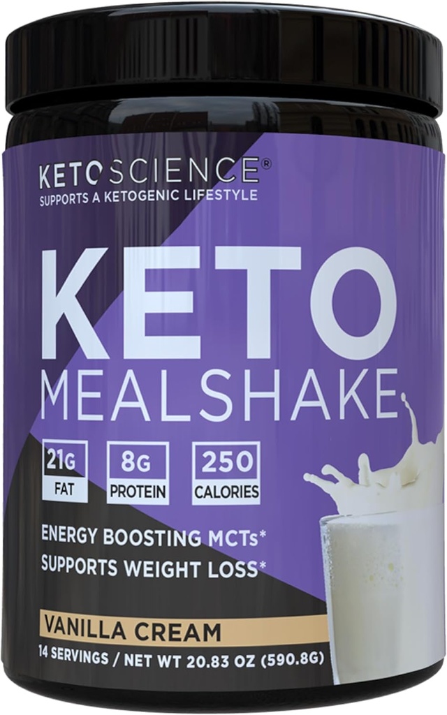 Keto Science Ketogenic Meal Shake Vanilla Dietary Supplement, Πλούσιο σε MCTs και Πρωτεΐνη, Συσκευασμένο με κολλαγόνο, Βιταμίνες και Ορυκτά, Κέτο και Παλαιό Φιλικό, Απώλεια βάρους, (14 μερίδες), 20.49 Oz