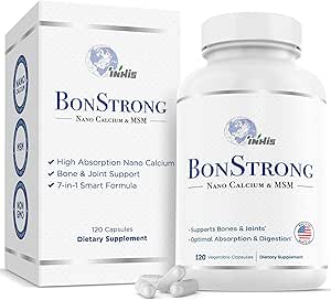 Nano Calcium Supplement – 7-in-1 Bone Support with MSM, Vitamin D3, K1, Magnesium, Zinc – High Absorption Calcium for Women & Men – Vitamins for Bones & Joints – Made in USA – 120 Capsules