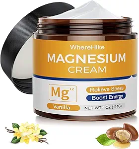 Natural Topical Magnesium Cream for Sleep,Nighttime Magnesium Lotion for Pain and Leg Cramps,Muscle Relaxation,Calm,Deep Hydration for Skin Care.(Vanilla)