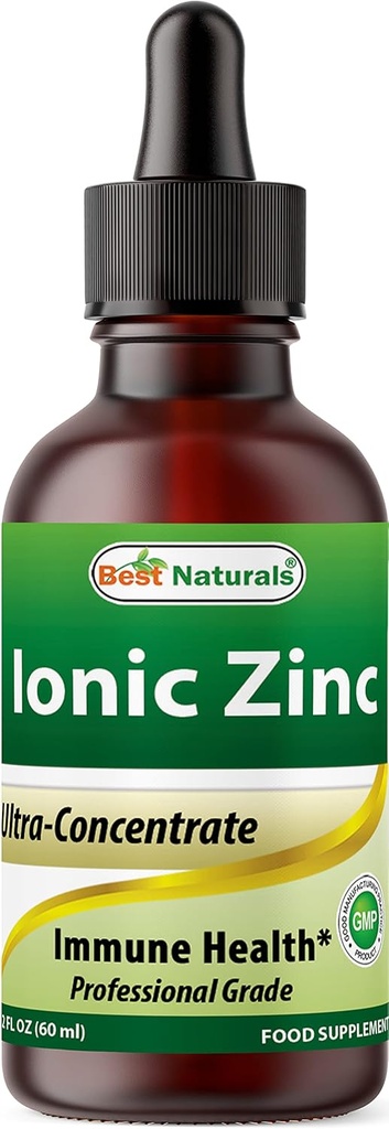 Best Naturals Ιωνικός Υγρός Ψευδάργυρος - Ανοσοποιητική Υποστήριξη - Υψηλή βιοδιαθεσιμότητα - Γυάλινα Μπουκάλια 2 OZ (60ml)