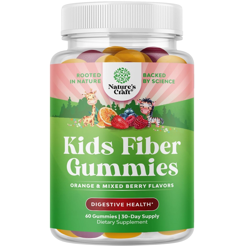 Çocuklar için High Prebiyotik Fiber Gummies - Diyetsel Fiber Supplements for Digestion & Constipation - Chicory Root Kids Immune Gummies - Non-GMO & Vegan Digestive Nutritional Supplements - 60 Count