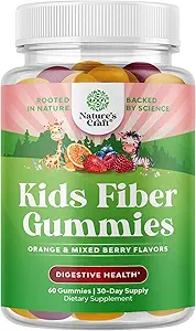 Çocuklar için High Prebiyotik Fiber Gummies - Diyetsel Fiber Supplements for Digestion & Constipation - Chicory Root Kids Immune Gummies - Non-GMO & Vegan Digestive Nutritional Supplements - 60 Count