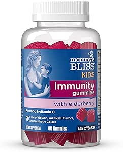 Τα παιδιά της μαμάς Bliss Gelderberry Gummies, υποστηρίζει την ανοσία με Black Elderberry, ψευδάργυρος & βιταμίνη C, Gluten Free & Vegan, ηλικία 2 ετών+ (60 κόμης)