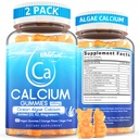 Ασβέστιο Gummies 600mg - Συμπλήρωμα ασβεστίου για γυναίκες, ωκεάνιο Algae Calcium 
