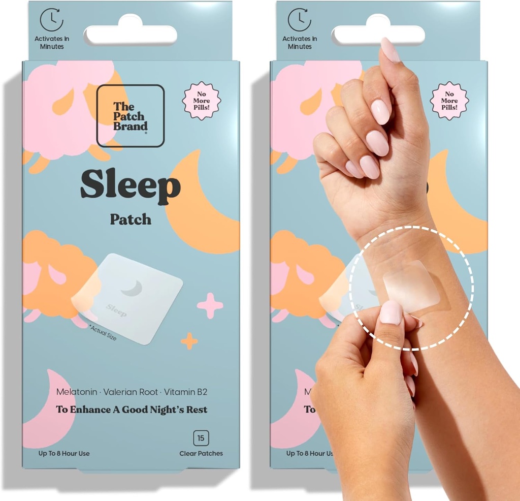 Patch Brand Sleep Patches | Support Restful Sleep with Melatonin, Valerian Root & B6 | All Natural Vitamins & Mineral Patch Plantive and Cruelty Free Water Influences That Last All Night Night Night