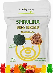 Spirulina Gummies Sea Moss Gummies - Genel Wellness için Superfood Supplement - Spirulina Sea Moss Gummy Bears Blue-Green Spirulina Toz & Sea Moss Extract