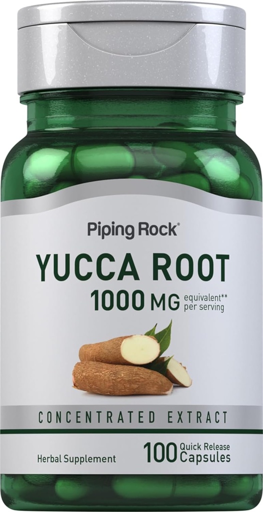 Piping Rock Yucca Root Capsules 1000mg | 100 Count | Tür | Herbal Supplement | Non-GMO, Gluten Free