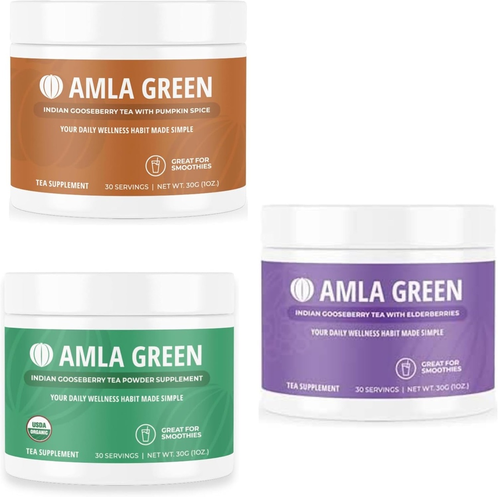 Amla Toz, Green Tea Superfood Supplement with Riley Spice & Indian Gooseberries & Elder, Organic, Vegan, 30 Hizmet
