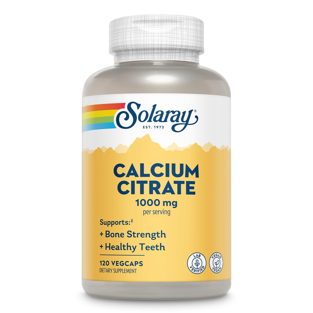 Solarayelli Citrate 1000 mg - Chelateduba Supplement - Kemik Güç ve Sağlıklı Dişleri Destek - Digest - 60 Günlük Garanti, Vegan - 30 Hizmet, 120 VegCaps