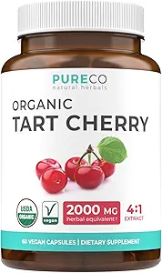 Organik Tart Cherry Capsules - Yüksek Kuvvet 4:1 Tart Cherry Ekstraksiyon Capsules ile 2000 mg Herbal Equivalent Uric Acid Support - Vegan Non-GMO & Made in the USA (2Ay Supply)