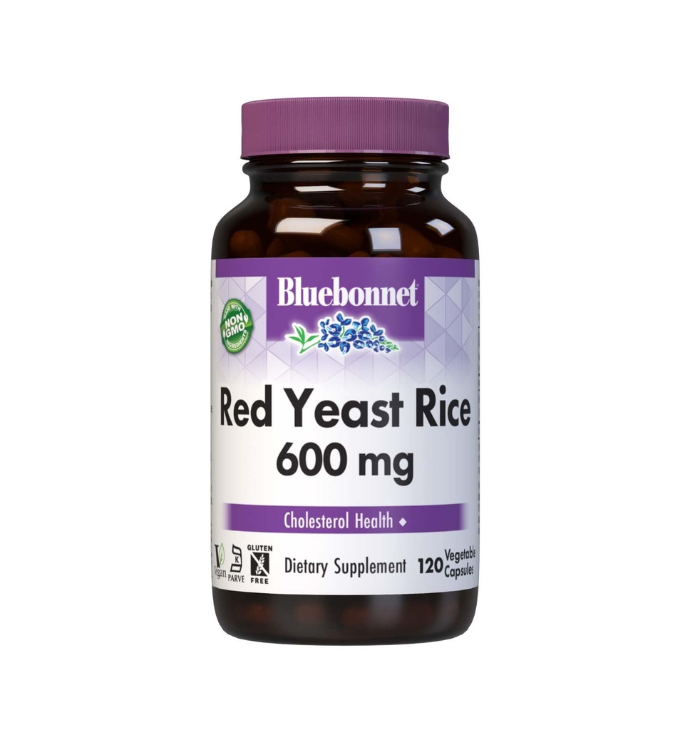 Bluebonnet Beslenme Kızıl Yeast Rice 600 mg, Kalp Sağlığı*, Non-GMO, Vegan, Kosher sertifikalı, Gluten-Free, Soy-Free, Süt-Free, 120 Sebze Kapsülleri, 120 Hizmet