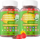 Vegan Probiyotikler Kadınlar ve Erkekler için Gummies - Fiber Prebiyotikler Supplements | 50 Milyar CFUs Probiyotikler, Inulin, Psyllium Husk & Multivitamin for Gut, Digestion & Immune Health,2 Pack