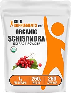 BulkSupplements.com Organik Schisandra Ekstraksiyon Toz - Schisandra Supplement, Herbal Supplement - Gluten Free - 1g per Service, 250g (8.8 oz) (Pack of 1)