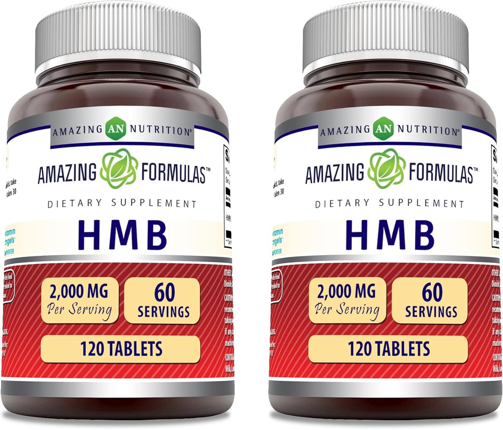 Amazing Formulas HMB 2000 mg for Service 120 Tablets Supplement | Non-GMO | Gluten Free | Made in USA (2 Pack)
