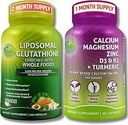 SUPPLEMENTS SU Liposomal Glutathione 500 mg Organik Tüm Gıdalar + Bitki bazlı, Magnezyum, çinko, D3 & K2 ile Turmeric – Vegan, Non-GMO, Clean Daily Wellness Support