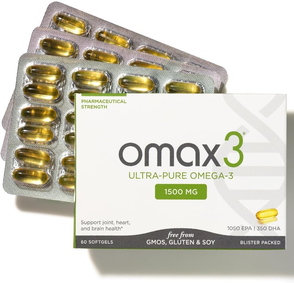 Omax3 Doğal Omega 3 Fish Oil Pills 1500 MG EPA DHA - Omega3 Fatty Acid Supplements Muscle & Joint- Gluten Free, Wild Caught, Non GMO, 30-Day Supply Fed (1 Box)