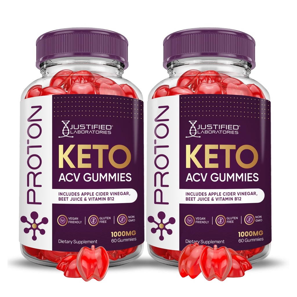 Justified Laboratories (2 Pack Proton Protein Keto ACV Gummies Advanced Formula 1000MG Proton Boost Formated with Ρόδι χυμού τεύτλων σκόνη B12 Vegan Non GMO 120 Gummys