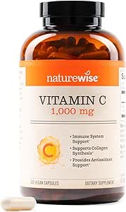 NatureWise Vitamin C 1000mg Κάψουλες - Extra Strength Vegan Vitamin C for Daily Antioxidant & Immune Support - Μη ΓΤΟ, ΗΠΑ Κατασκευασμένες - 360 Κάψουλες[360-Day Supply]