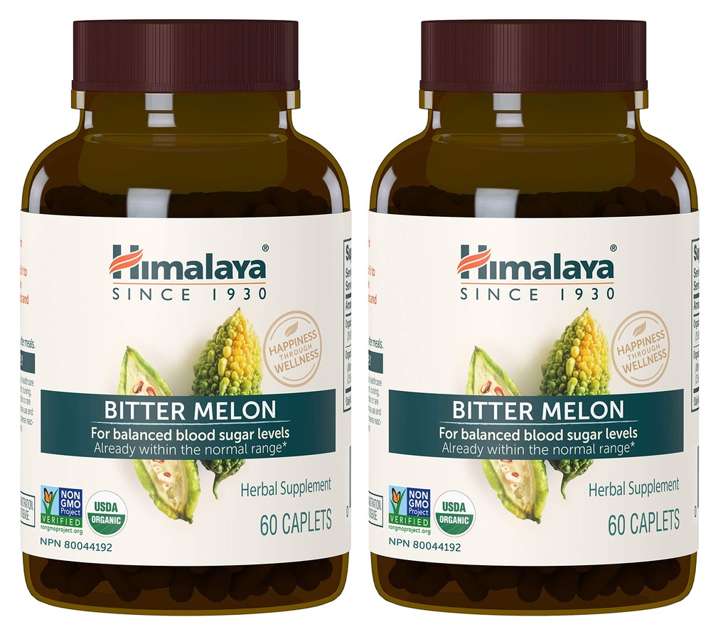 Himalaya Organik Bitter Melon - Herbal Glucose Metabolism Desteği - USDA Organik, Non-GMO, Vegan, Gluten Ücretsiz, Katkı Ücretsiz, 660 mg, 60 Caplets (Pack of 2)