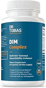 Dr. Tobias DIM Complex, Hormone Balance for Women & Men, DIM Supplement with BioPerine, Broccoli Extract & Calcium D-Glucarate Estrogen Detox Balance Complex, Non-GMO, Vegan, 60 Κάψουλες
