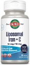 KAL Liposomal Iron Supplement with Liposomal Vitamin C, Iron Supplement for Women and Men, Υψηλή Απορρόφηση, Gentle Iron Hills, Vegan, Gluten Free, 30 Μερίδες, 30 VegCaps