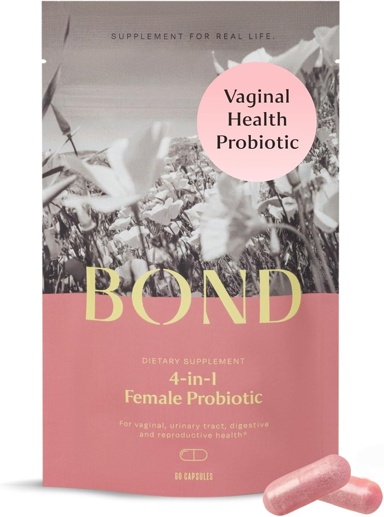 BOND 4-in-1 Vaginal Flora, Odor Control, Yeast & PH Balance for Women - Daily Lactobacillus Formula (5 Milyar CFU), Prebiyotiks & Cranberry ile 60 Capsules (2/Day)