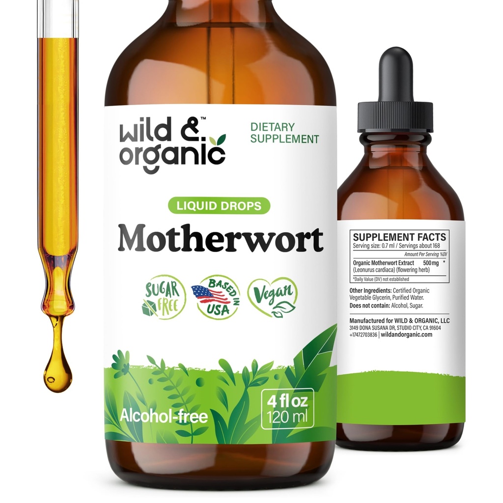 Άγρια & Βιολογική Βαφή Motherwort - Καλή Mood, ηρεμία, συνολική υποστήριξη - Συμπληρώματα για τις γυναίκες με Herb Motherwort - Vegan, ζάχαρη & αλκοόλ-free Extract Drops - 4 fl oz