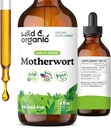 Wild & Organic Motherwort Tincture - Good Mood, Calmness, General Support - Women with Motherwort Herb - Vegan, Sugar & Alkol Özgür Taklitleri - 4 fl ozz