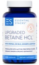 Essential Stacks Betaine HCL with Pepsin, Ox Bile, Organik Gentian & Ginger - Betaine Supplement Supplement w Digestive Enzymes, Bile & Bitters - Gluten, Dairy & Soy Free (120 Capsules)