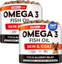 STRELLAB Omega 3 για σκύλους - (360Ct) Ιχθυέλαιο Θεραπείες - Αλλεργία & Itch Relief Skin & Coat Supplement - Ξηρό Ίτσι Δέρμα, Αντι Shedding & Hot Spots Θεραπεία - Κατοικίδια Μασουράκια Λάδι σολομού - Κοτόπουλο Γεύση