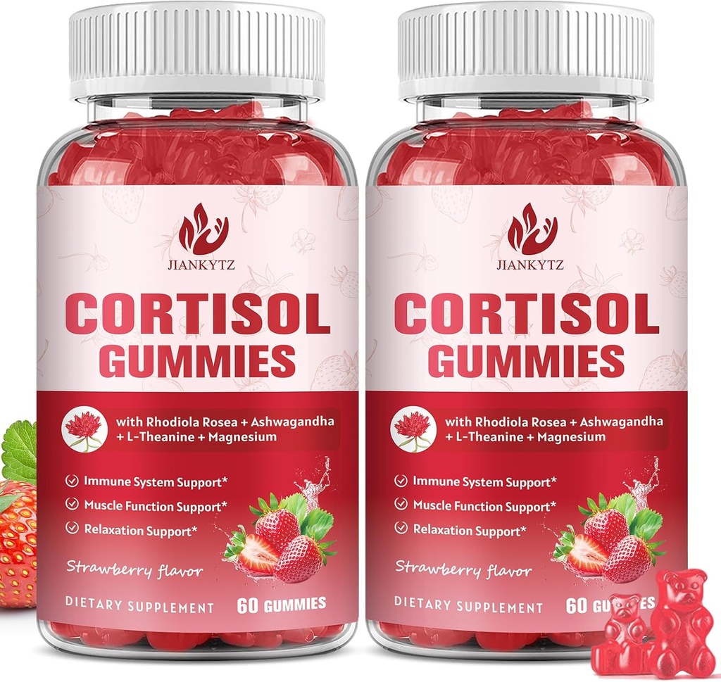 (2 Pack) Rhodiola Rosea ile kadınlar için Cortisol Supplement Gummies, Ashwagandha, Magnezyum, Dengeli Cortisol, Zzz Support, Non-GMO,120 Gummies