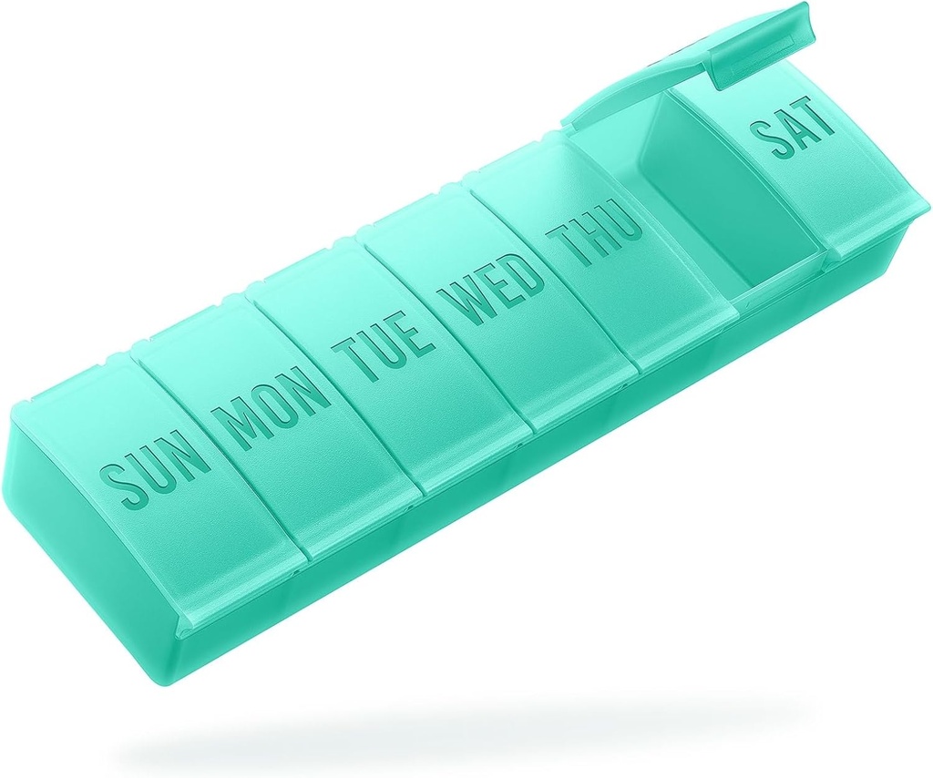 Barhon Pill Organizer Büyük, Haftalık Tıp Pill Organizers, 7 Günlük Pills Box Vaka Büyük Vitamin Supplements Fish Oil, Green