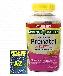 Spring Valley Adult Προγεννητική Υγεία Πολυβιταμίνη DHA & Φολικό οξύ, Φρούτα, 190 Gummies+Better Guide Βιταμίνες Συμπληρώματα Βιβλίο