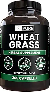 Pure Original Materialss Wheat Grass (365 Capsules) Magnezyum Or Rice Fillers, Always Pure, Lab TY