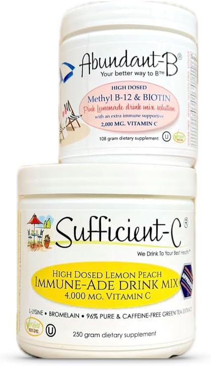 Sufficient-C 250 gram C Immune-ade Drink Mix ve Abundant-B yüksek doz B-12 ve Biotin Pink Lemonade Drink Mix Çözüm Analizi