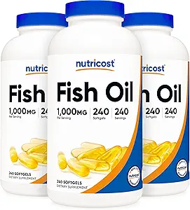Nutricost Fish Oil 1000 mg (560 mg of Omega-3), 240 Softgels (3 Şişe)