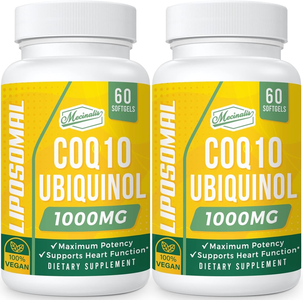 1000mg Liposomal CoQ10 Softgels | Better Absorption CoQ10 Ubiquinol Supplement | Heart Function & Energy Production | Active Antioxidant Form of Vegan Coenzyme Q10 | Non-GMO | 120 Softgels