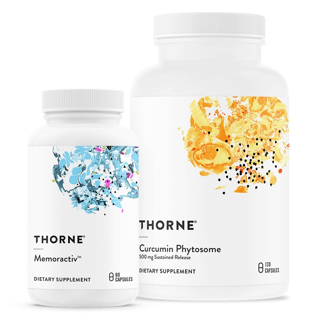 THORNE - Curcumin Phytosome Sustained Release (120 Capsules) & Memoractiv (60 Capsules) Sche - Ortak Sağlık, Kas Health & Health Aging - Dairy Free, Soy Free, Gluten Free,