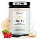 Kanatlı Wellness Glow Up, Collagen Toz for Women - Saç, Skin & Nails Beauty Supplement with Grass-Fed Hydrolyzed Collagen Adapt Adaptogens, C & Biotin - 25 Hizmet, Unflavored
