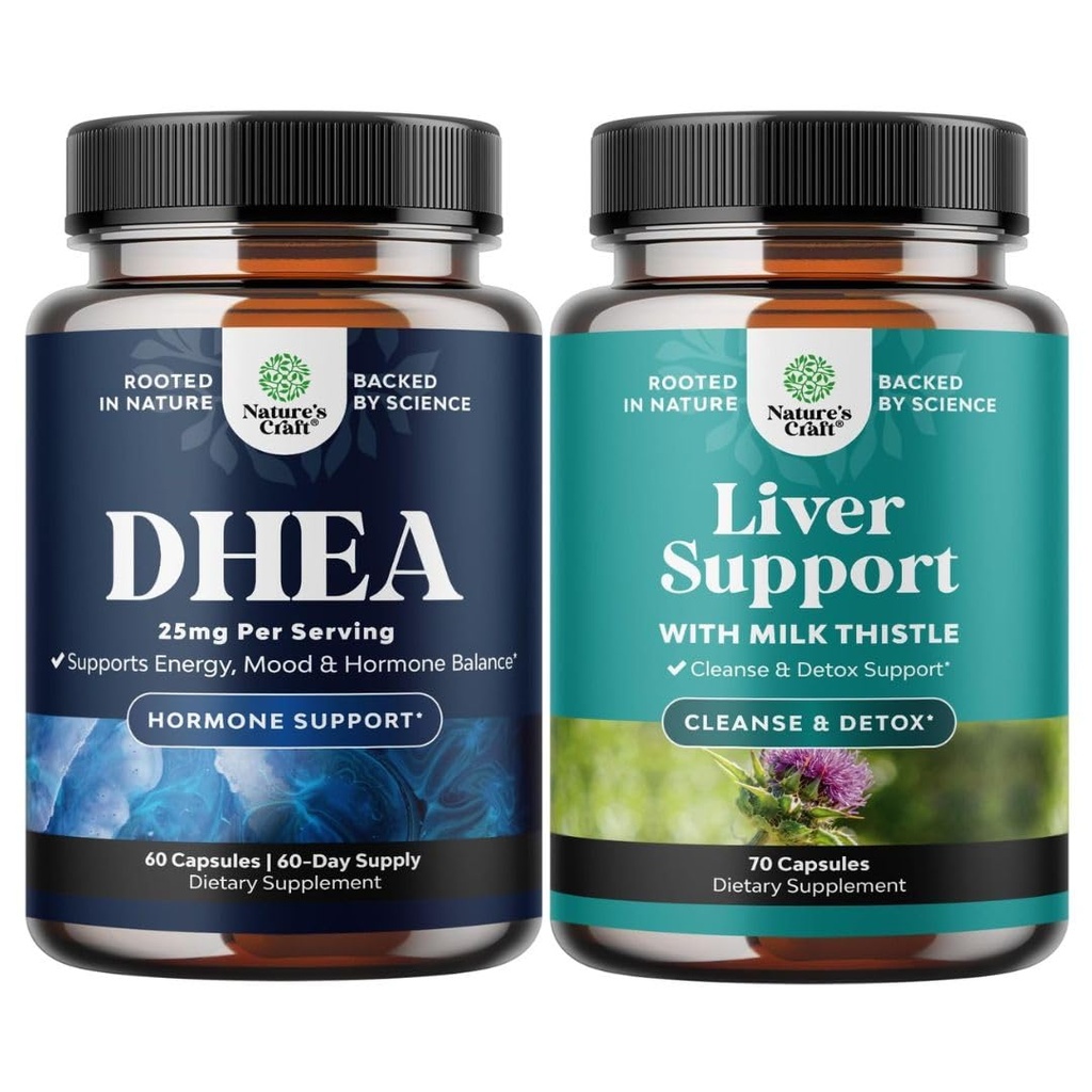 Δέσμη της καθαρής DHEA 25mg για τις γυναίκες και τους άνδρες για την ενέργεια διάθεσης και ανοσοποιητική υποστήριξη και καθαρισμό του ήπατος και Detox & Repair Formula - συμπλήρωμα στήριξης του ήπατος