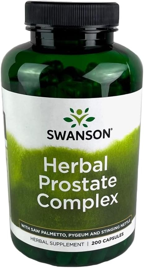 Swanson Herbal Prostate Kompleksi - Erkekler Tamam - Özellikler Pygeum, Saw Palmetto & Sting Nettle - (200 Capsules)