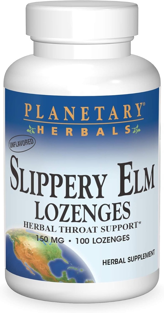 Planetary Herbals Slippery Elm Lozenges, Herbal Throat Support, 100 Lozenge